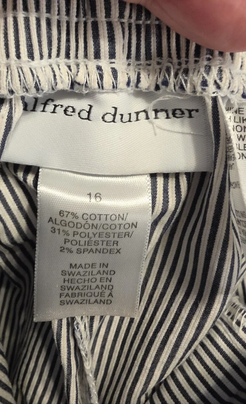 Womens Alfred Dunner Half Elastic Waist,2 Side pockets, Straight Leg, Striped